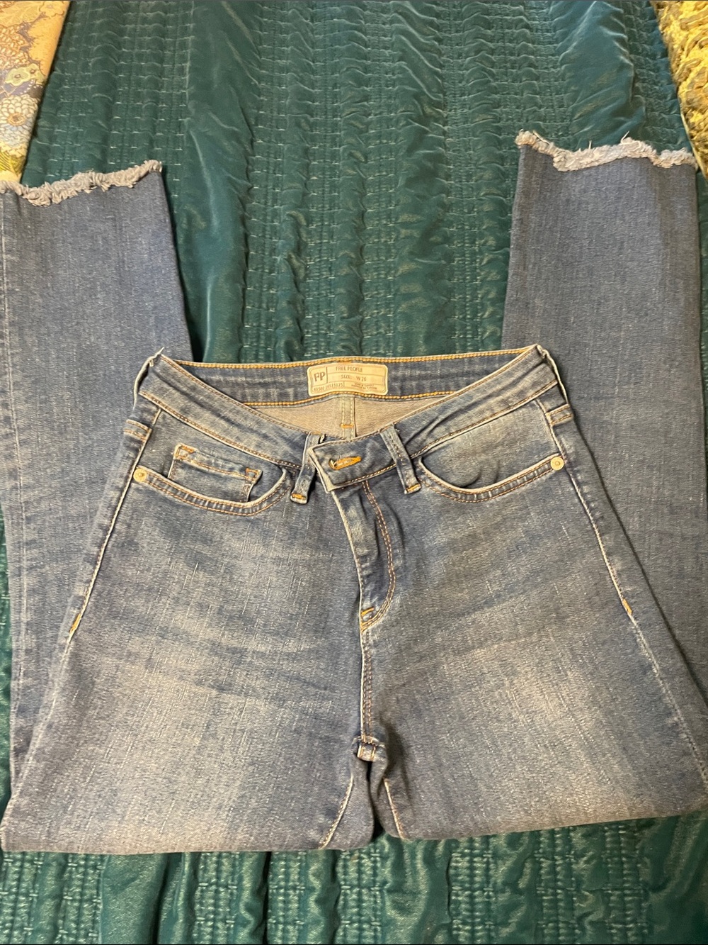 Free People Light Blue Cropped Straight-Leg Jeans